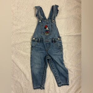 Minnie Mouse Denim Overalls Kids Baby Gap Size 3 Ruffle Snap Pants Disney Jean